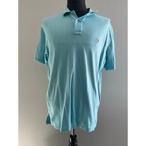 Polo Ralph Lauren 100% Soft Cotton Collared Shirt Pastel Blue Pink Size Large SG